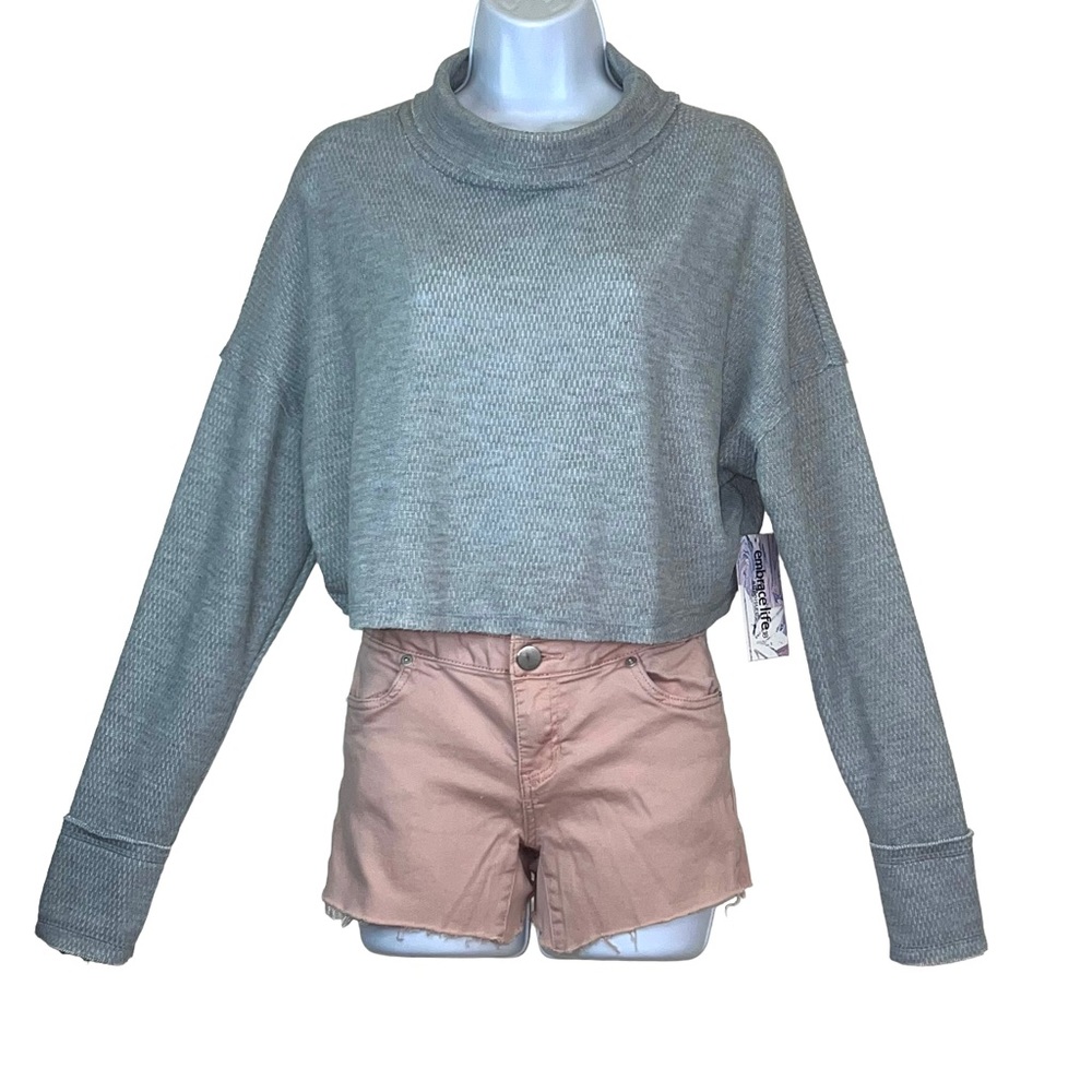 Embracelife Athleisure Crop Top Thermal Long Sleeve Hi-Neck